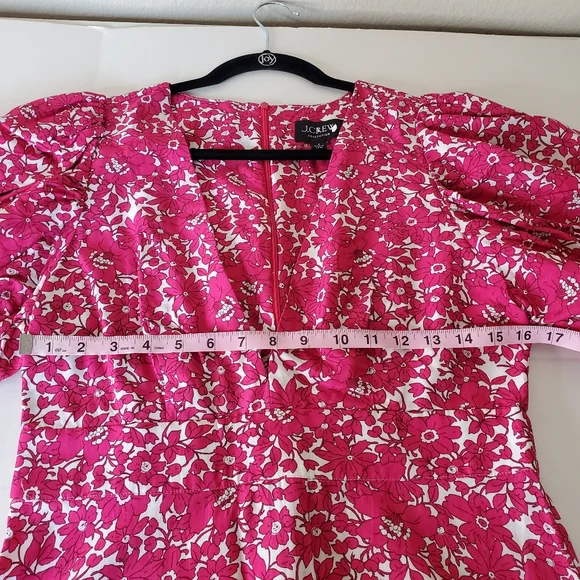 J. Crew Collection Puff Sleeve V Neck Maxi Dress Drapey Floral Pink Sz 8 Easter - Picture 9 of 15